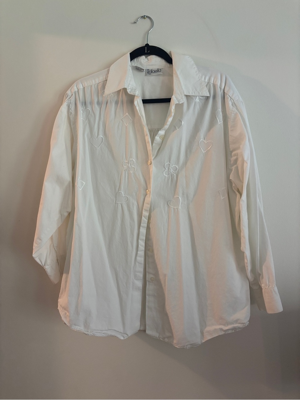 Rafaella White Embroidered Button-Up Shirt 100% Cotton